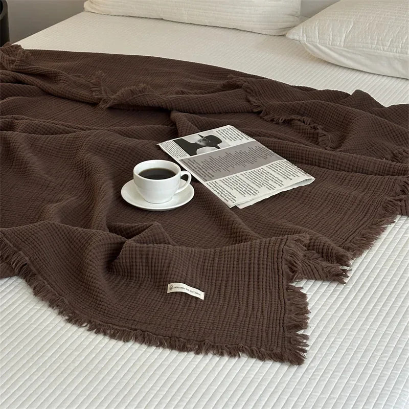 Cozy Plain Weave Cotton Throw Blanket