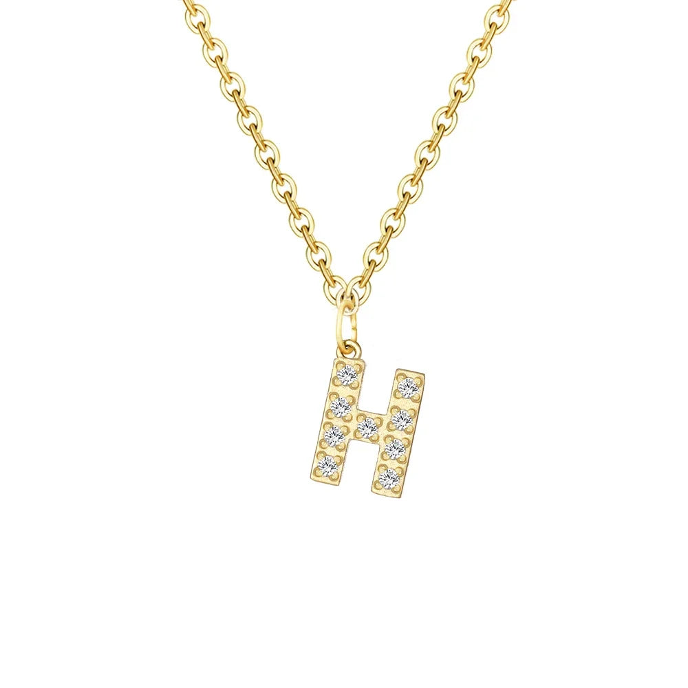 Delicate CZ Initial Pendant Chain Necklace