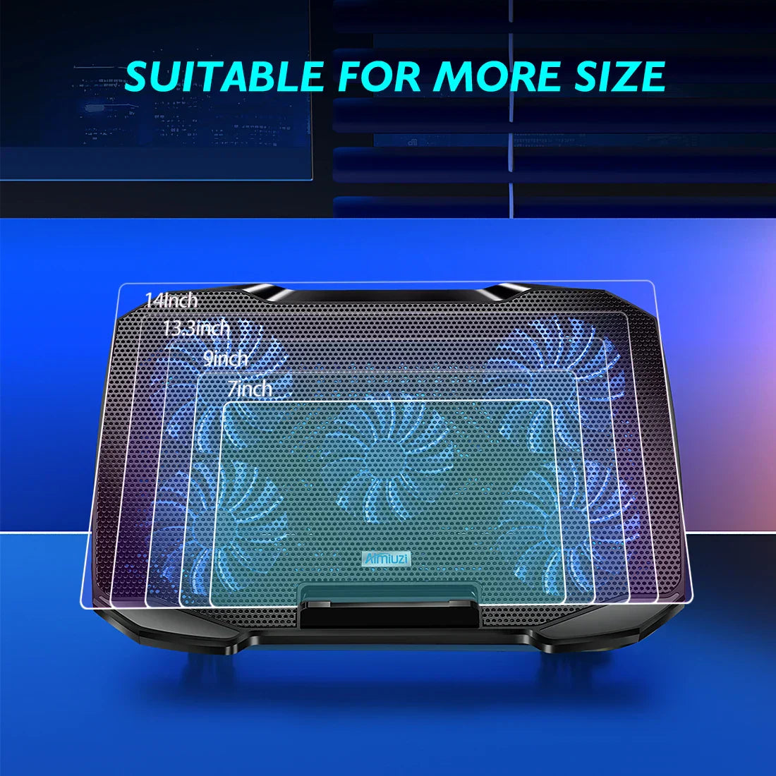 Portable Laptop Cooler with Silent Fans and Stand