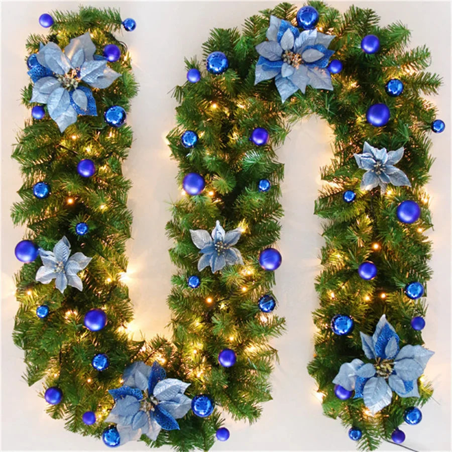 Festive LED Christmas Garland 2.7m with Pine Branches