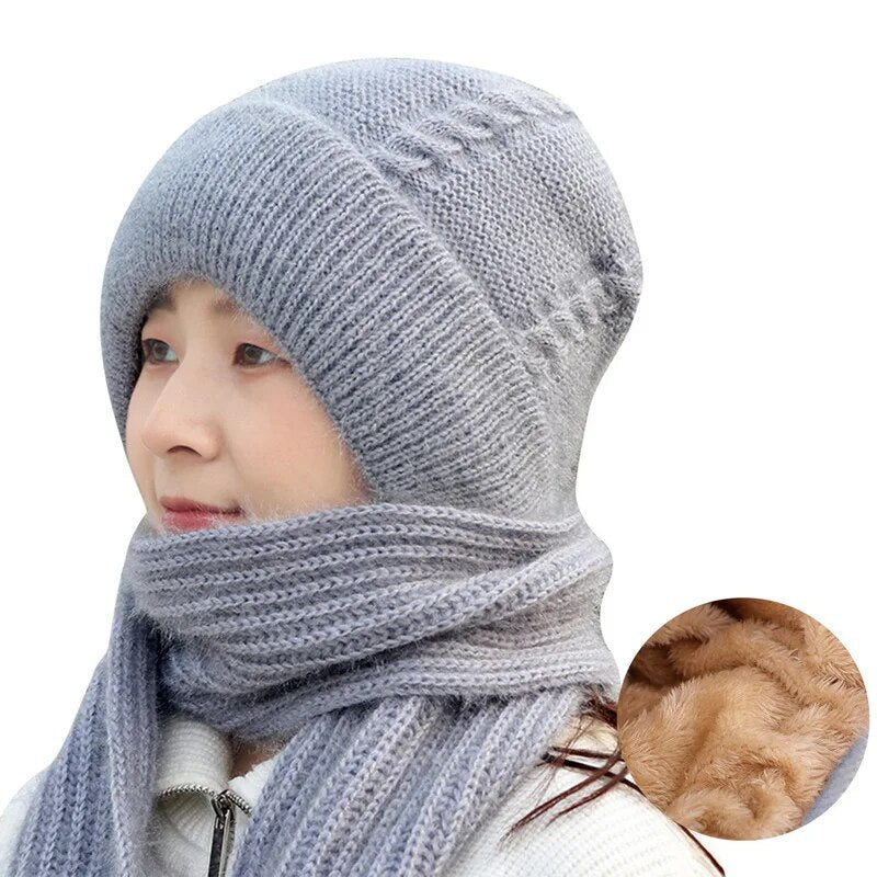 Warm Fleece Hat and Scarf Set