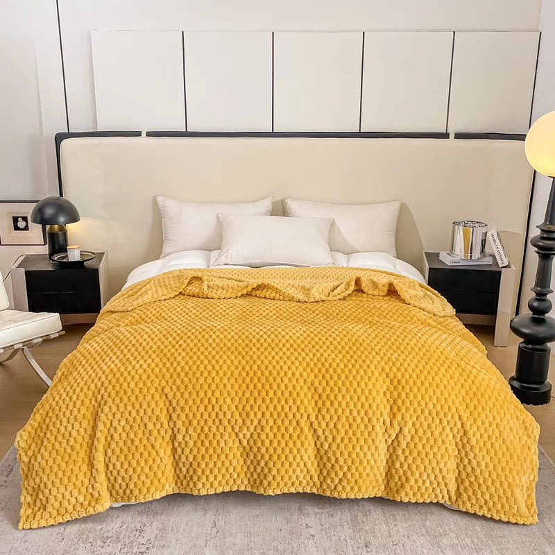 Plush Checked Throw Blanket Soft and Warm for Home - Halri