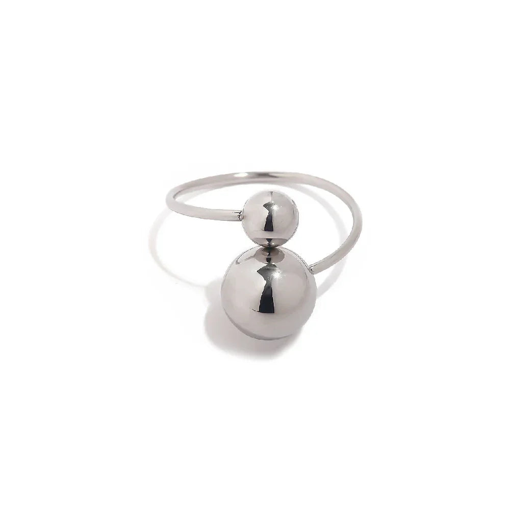 Luxury 18k Gold Double Ball Open Ring