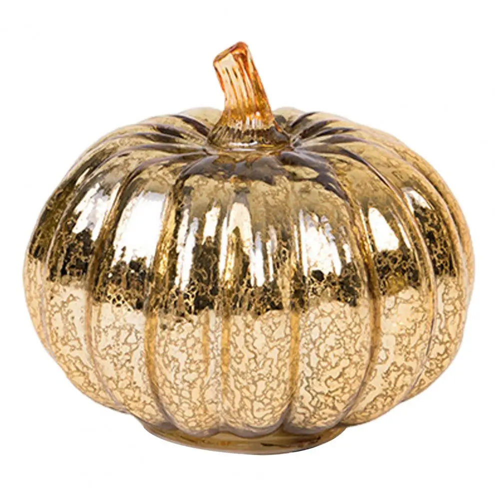 Warm Glow Glass Pumpkin Decor with LED Lights