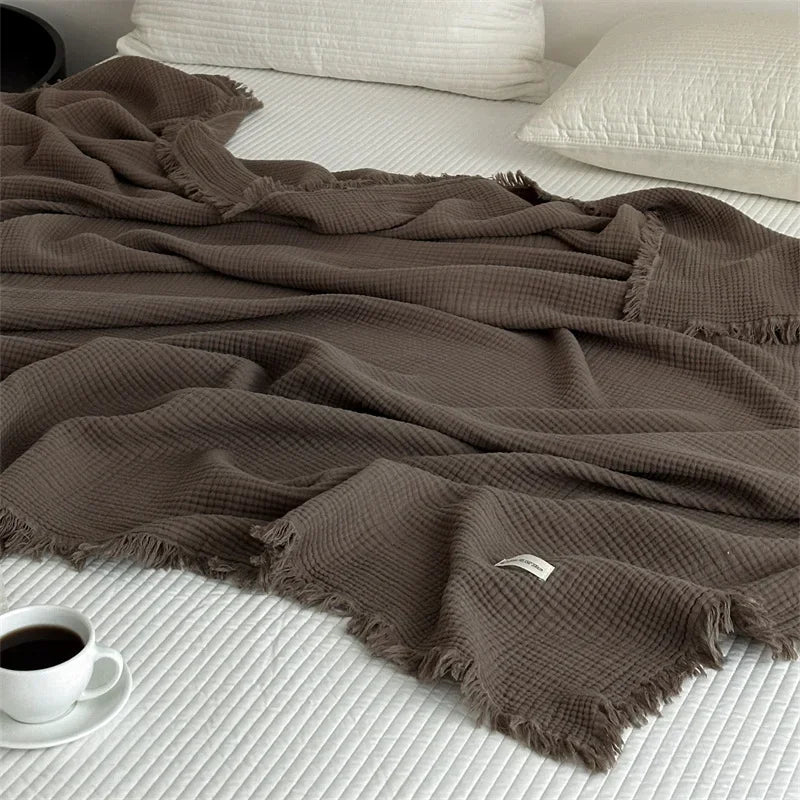Cozy Plain Weave Cotton Throw Blanket