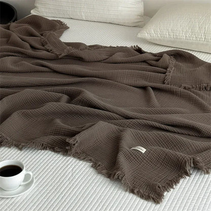 Cozy Plain Weave Cotton Throw Blanket