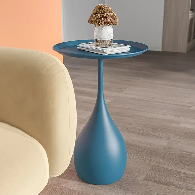 Compact LED End Table with Modern Round Lamp Design