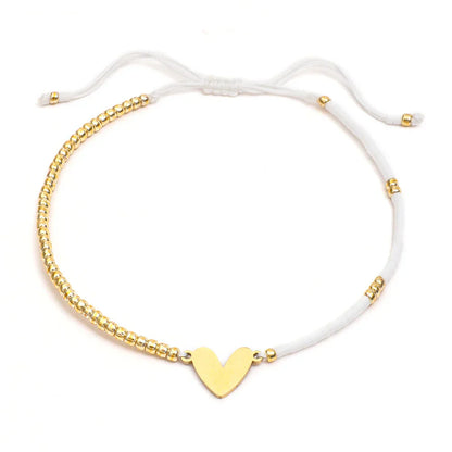 Delicate Beaded Heart Charm Bracelet