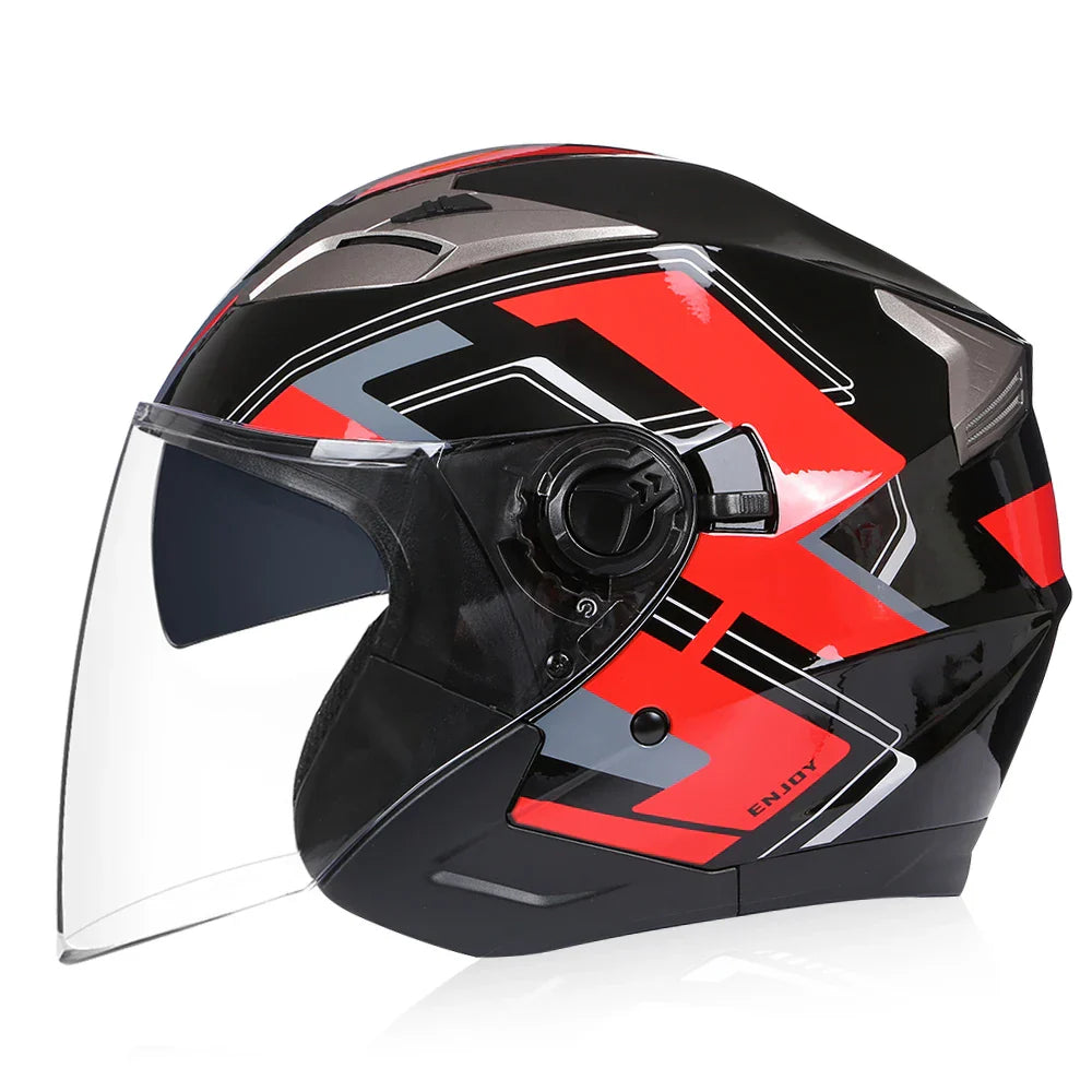 Street Bike Half Face Helmet with Dual Lens & DOT Certification