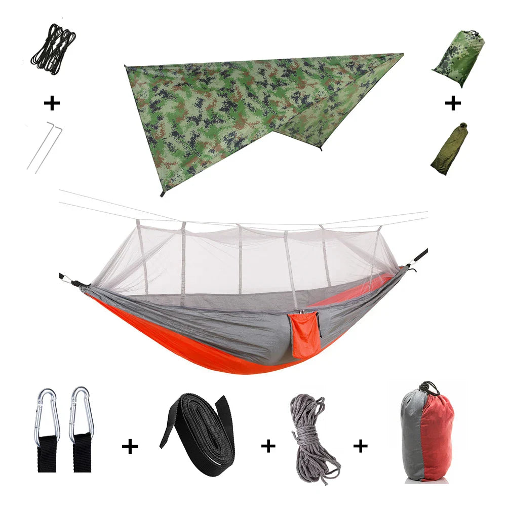Portable Hammock with Bug Net and Rain Fly