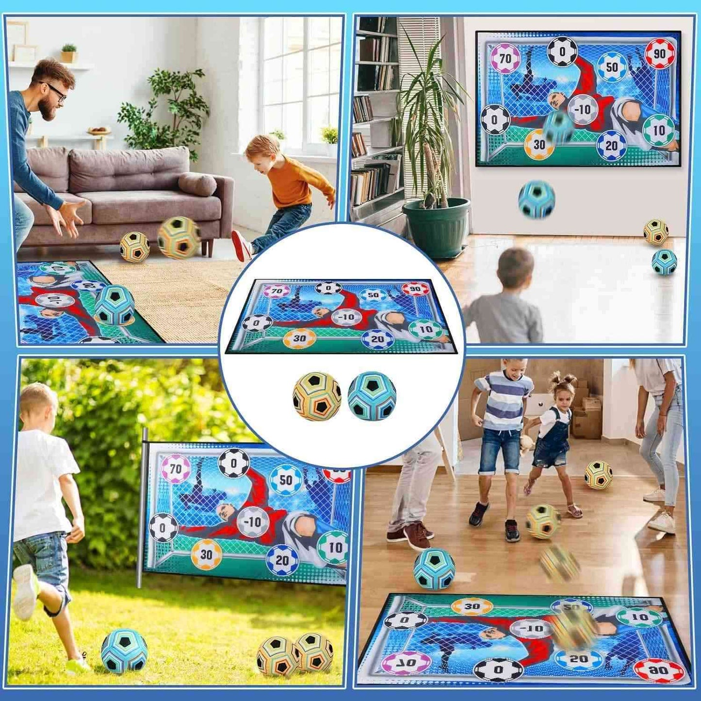 Safe Football Goal Shooting Wall – Indoor Home Training Target for Kids, 2-in-1 Kick & Toss Game