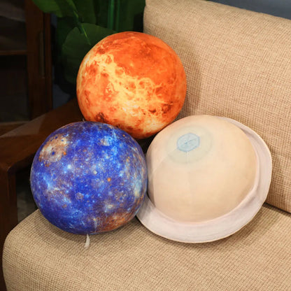 Saturn Planet Plush Pillow – Soft Round Cushion for Space-Themed Decor, 12-Inch Diameter, Huggable and Cozy 2
