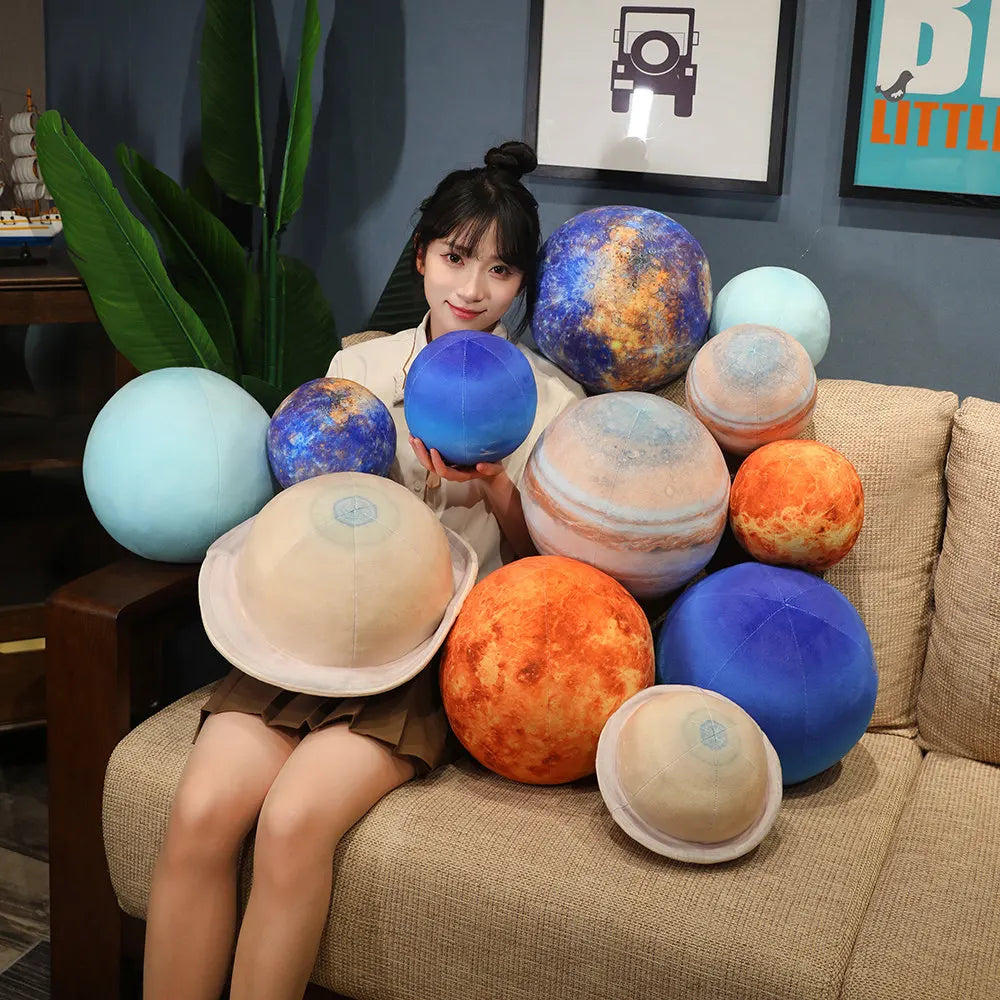 Saturn Planet Plush Pillow – Soft Round Cushion for Space-Themed Decor, 12-Inch Diameter, Huggable and Cozy 3