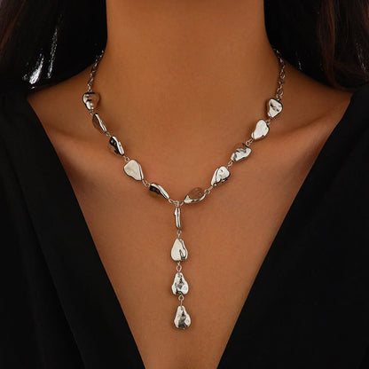Elegant Natural Rock Lariat Necklace