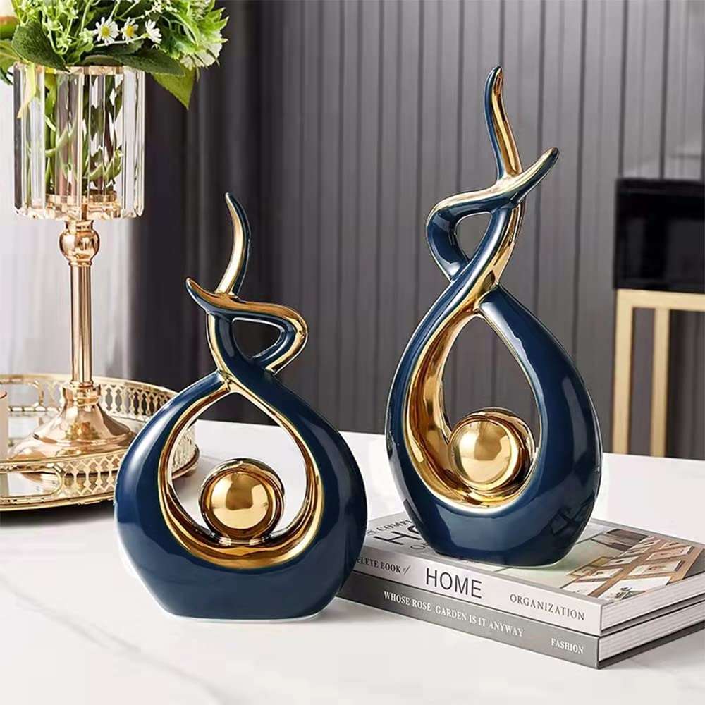 Elegant Ceramic Art Statue with Gold Details - Halri