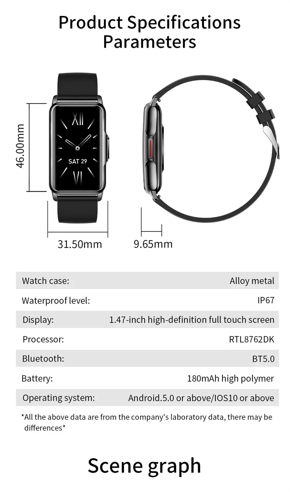 Waterproof Touch Fitness Tracker Watch for Men Women