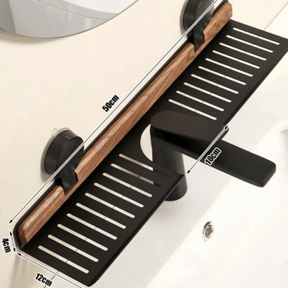 Space Saving Suction Cup Wooden Bathroom Shelf - Halri