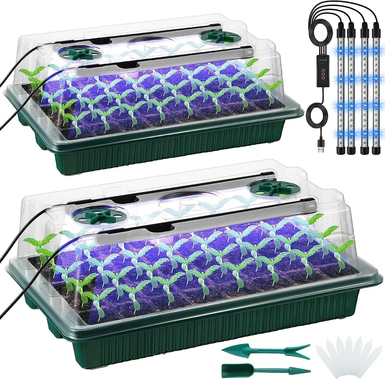 Indoor LED Mini Greenhouse Starter Kit - 80 Cell Planter - Halri
