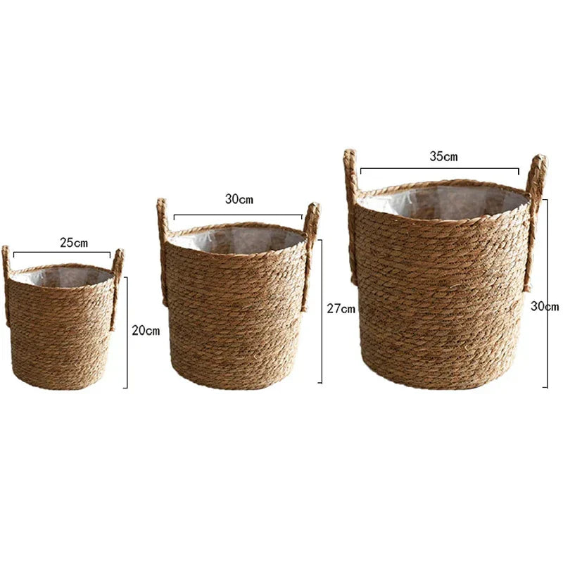 Natural Large Woven Seagrass Plant Basket Storage Container - Halri