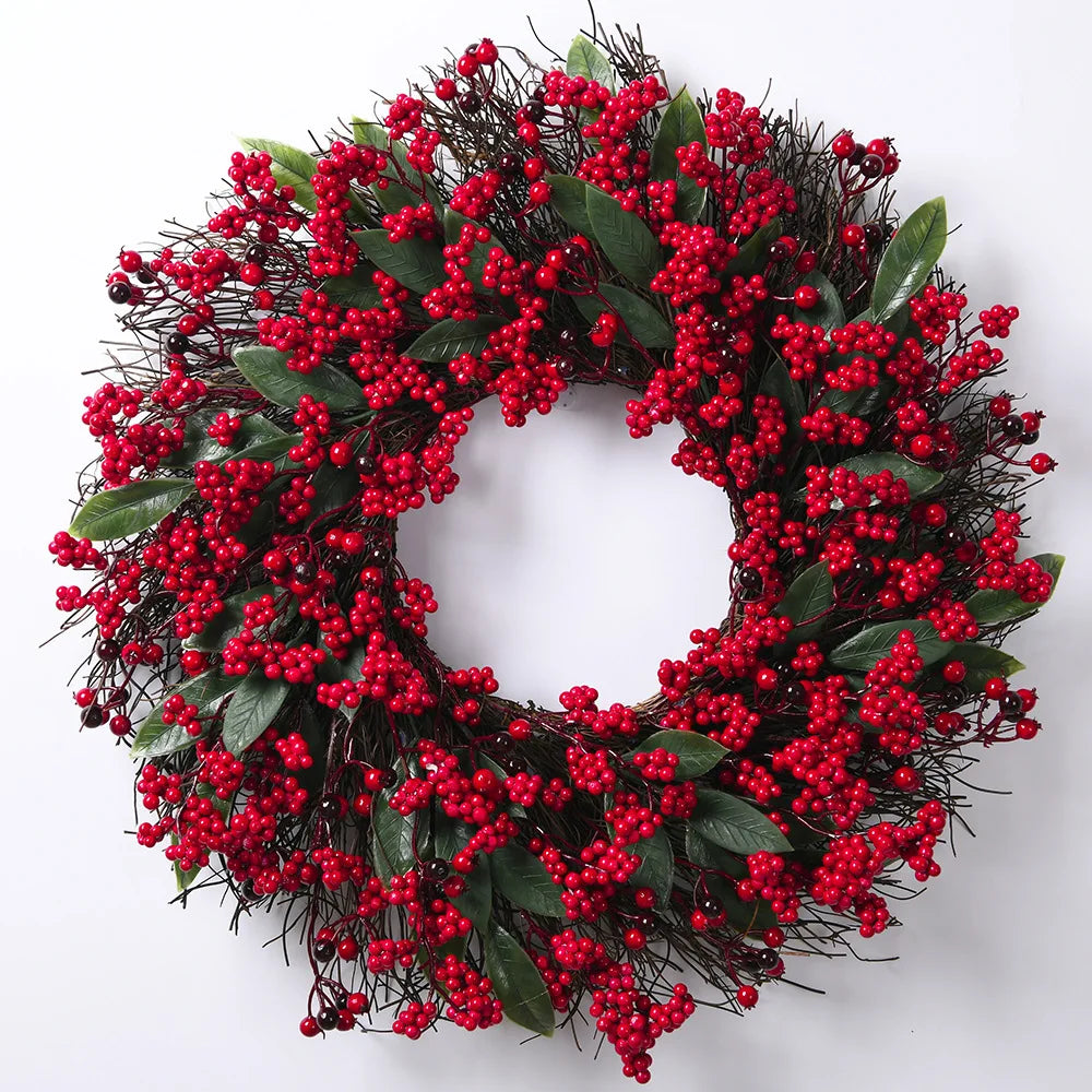 Fresh Holiday Red Berry Christmas Wreath - Halri