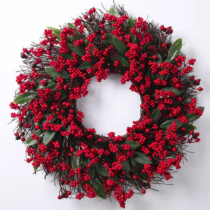 Fresh Holiday Red Berry Christmas Wreath - Halri