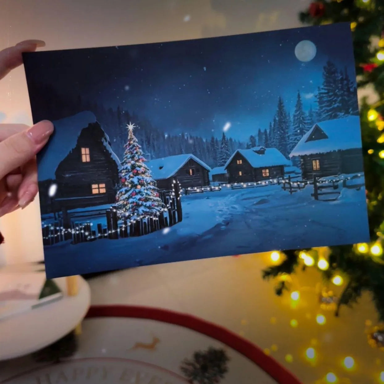 Cozy Winter Night Reveal Postcard - Halri