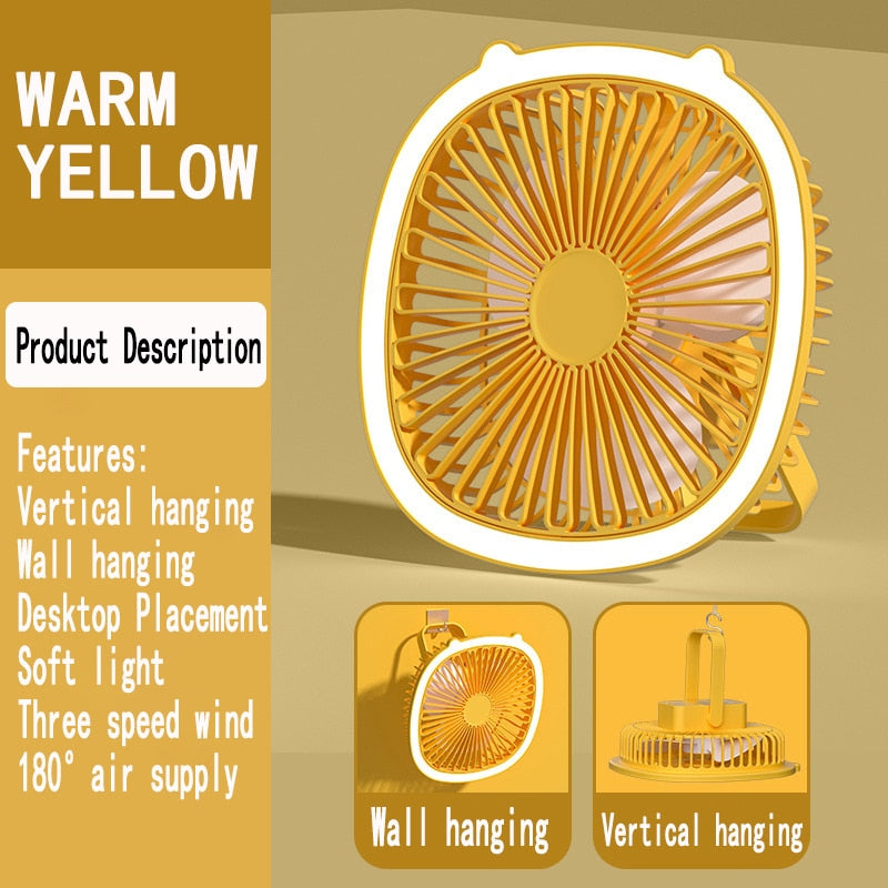 Portable Mini LED Night Light Fan