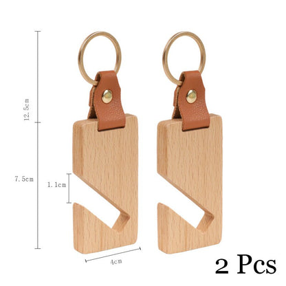 Compact Wooden Phone Keychain Holder