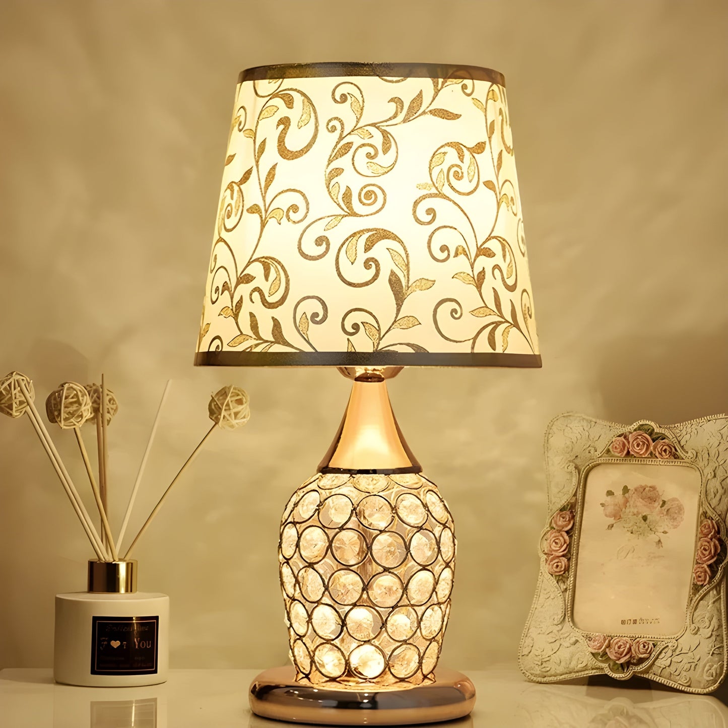 Modern Crystal Glass Table Lamp with LED Touch Light