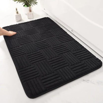 Plush Striped Anti-Slip Bathroom Mat