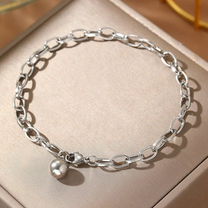 Big Paperclip Tassel Ball Charm Bracelet