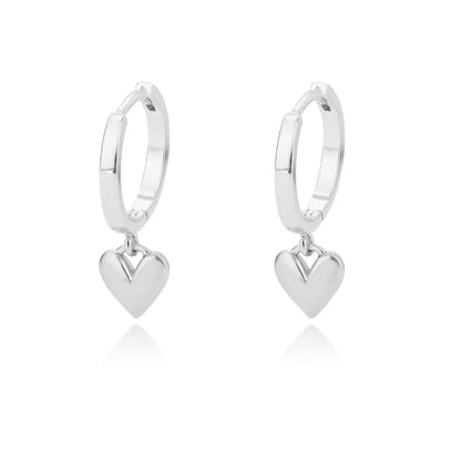 Tiny Heart Drop Huggie Hoop Earrings