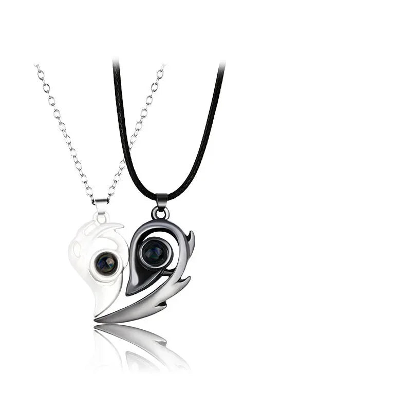Romantic Love Heart Magnetic Couple Necklace Set