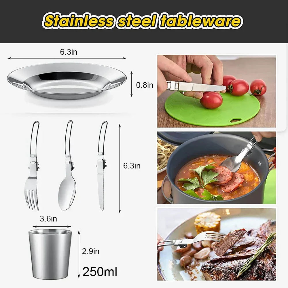 Compact Outdoor Cooking Set - Ultra Light Non Stick Camp Kit