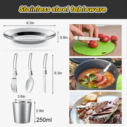 Compact Outdoor Cooking Set - Ultra Light Non Stick Camp Kit