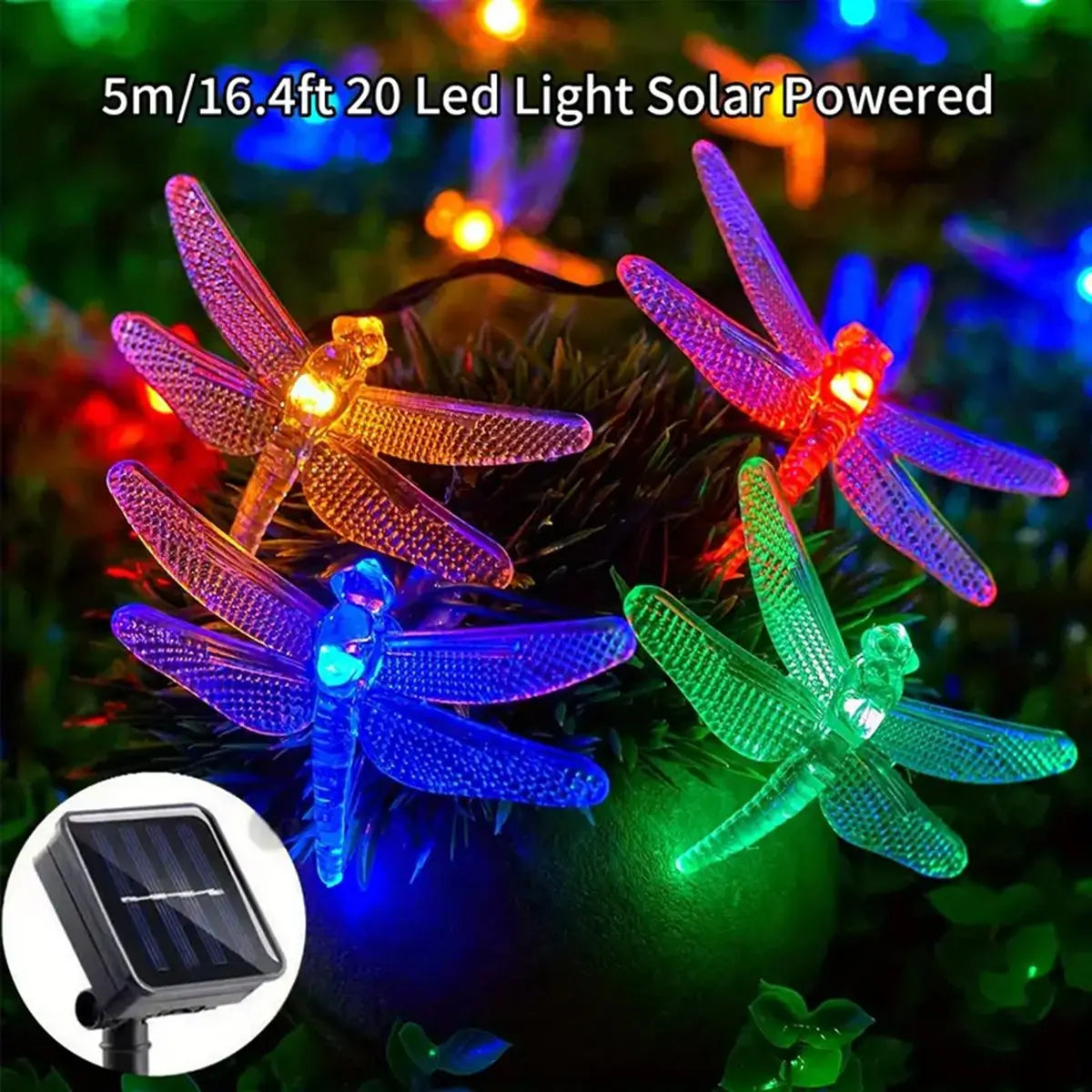 Outdoor Solar Dragonfly Fairy Lights 5m