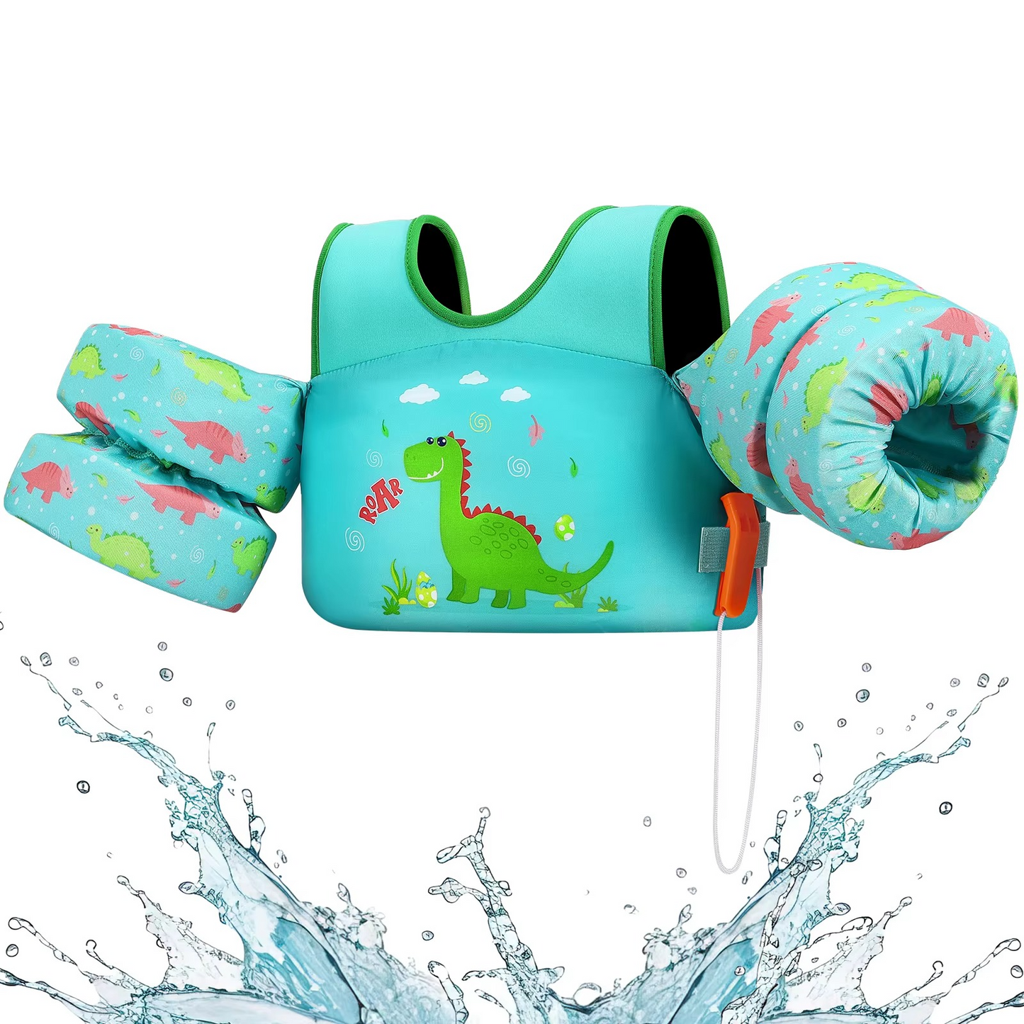 Children's Swim Vest with Floats and Safety Whistle