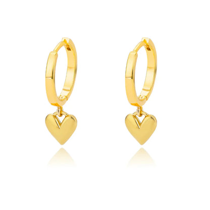 Tiny Heart Drop Huggie Hoop Earrings - Halri