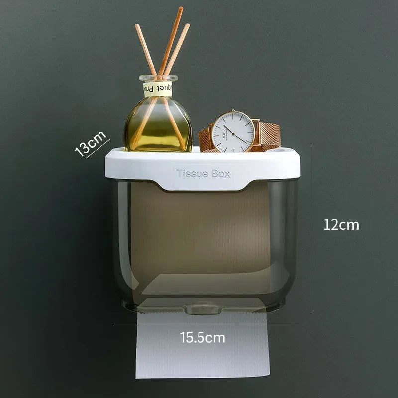 Wall Mount Toilet Paper Holder with Storage Box