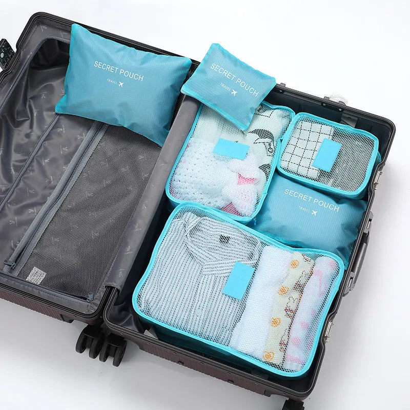 Travel Packing Cube Set 6pc Waterproof Luggage Organiser