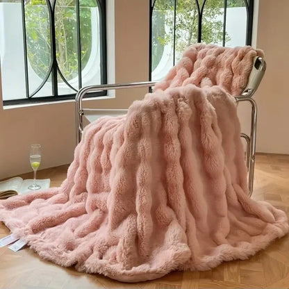 Plush Double Sided Throw Blanket for Home Decor