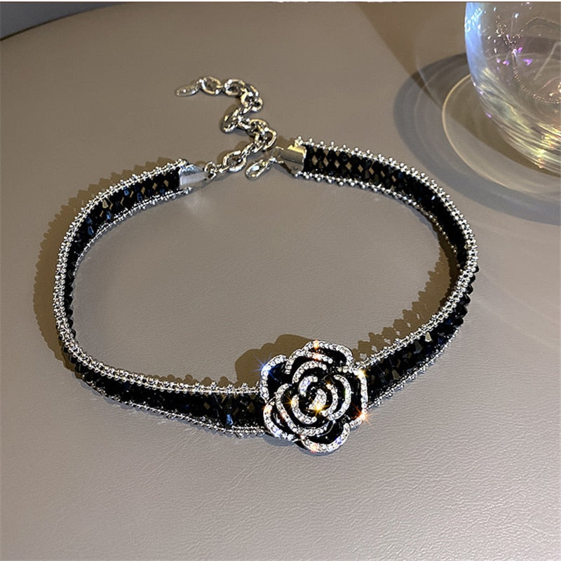 Beautiful Rose Crystal Pendant Necklace - Halri