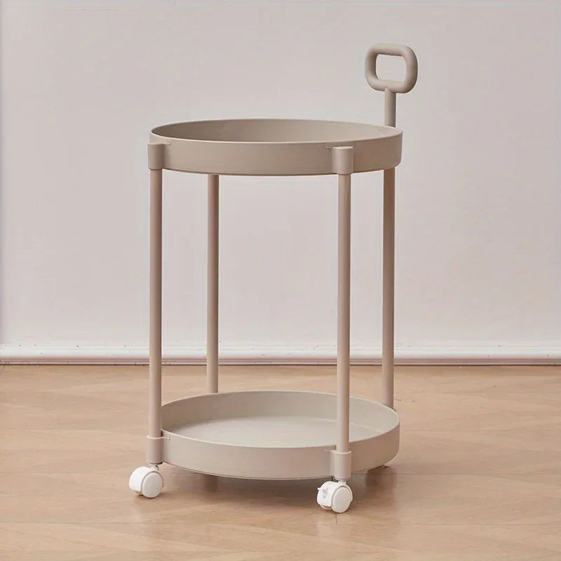Portable 2-Tier Table with Wheels and Easy Grip Handle - Halri