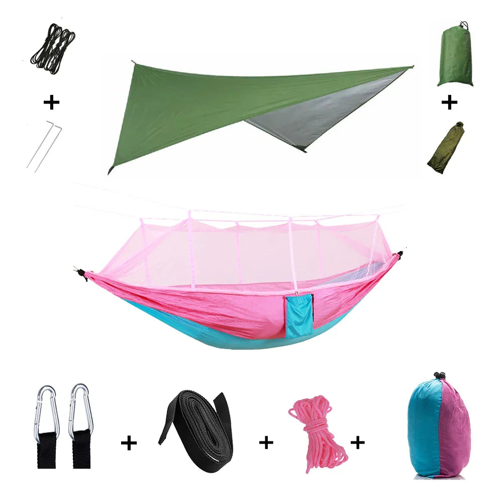 Portable Hammock with Bug Net and Rain Fly
