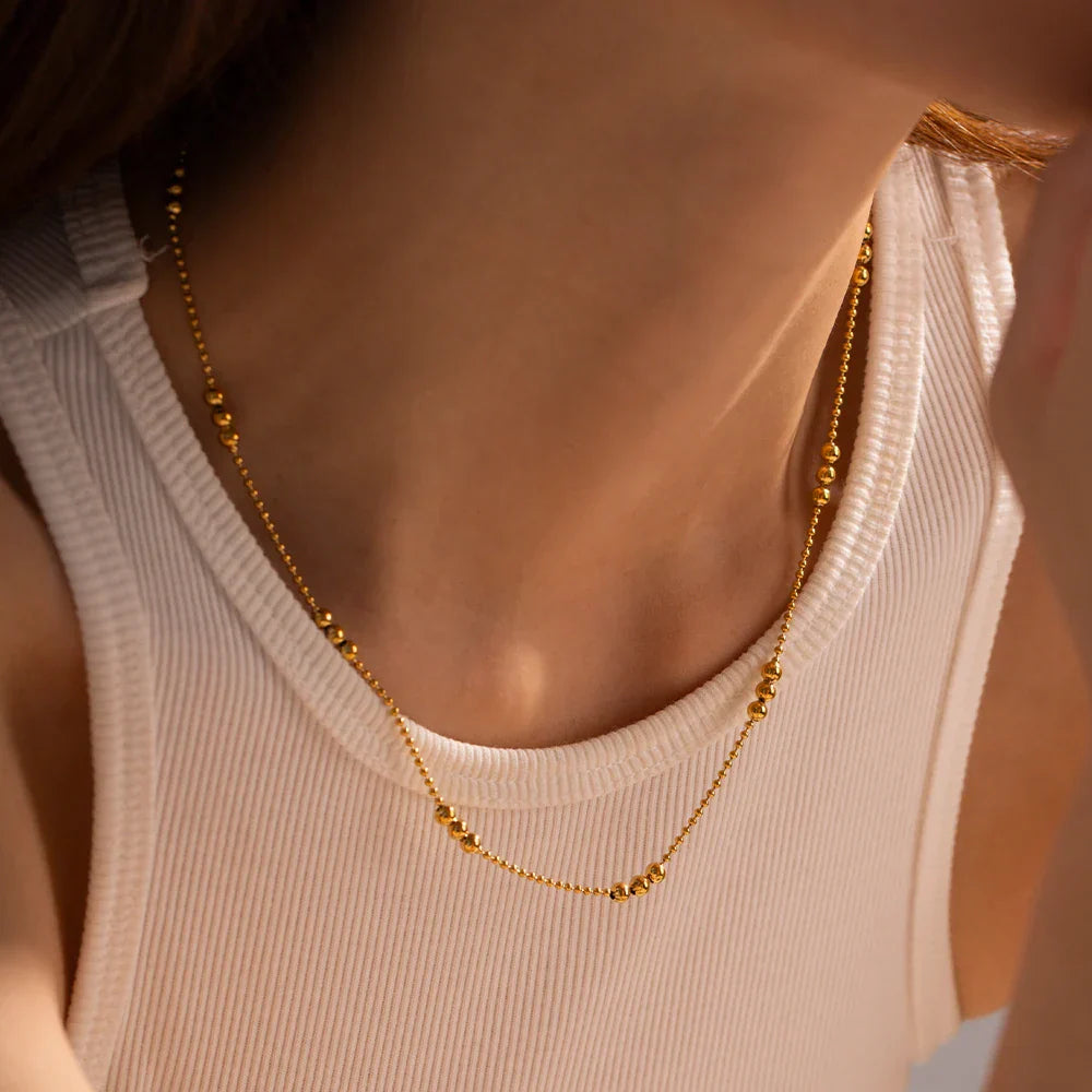 Delicate 3 Bead Drop Chain Necklace - Halri
