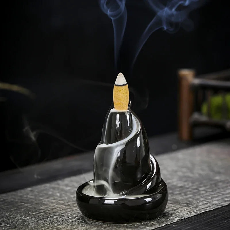 Sleek Black Ceramic Incense Holder