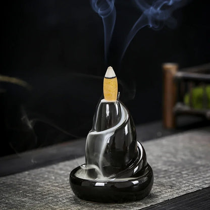 Sleek Black Ceramic Incense Holder