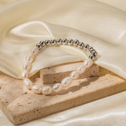 Luxurious 18k Pearl Beaded Cuff Bracelet