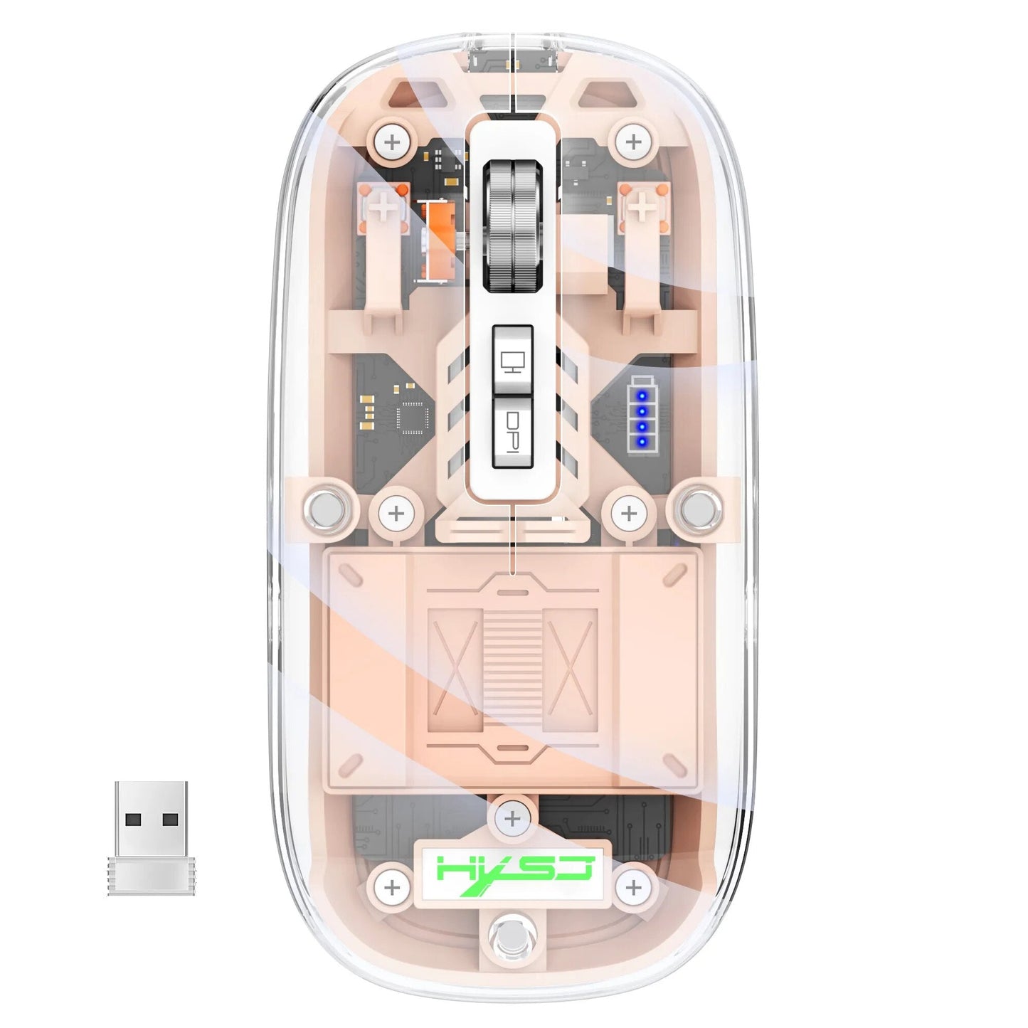 Clear Wireless Rechargeable Computer Mouse - Halri