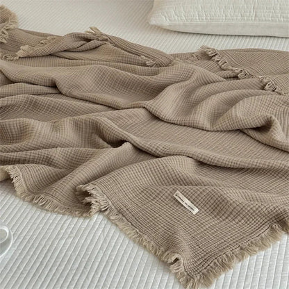 Cozy Plain Weave Cotton Throw Blanket
